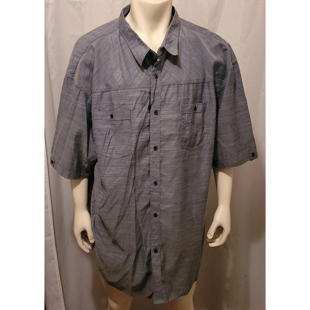 9K Clothing Co NY Men's 5XL Button Up Shirt Short Sleeve Pockets Gray NWT